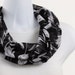 Sheer Infinity Scarf - Bright White Tulip floral design on JET Black ~ SH076-S5