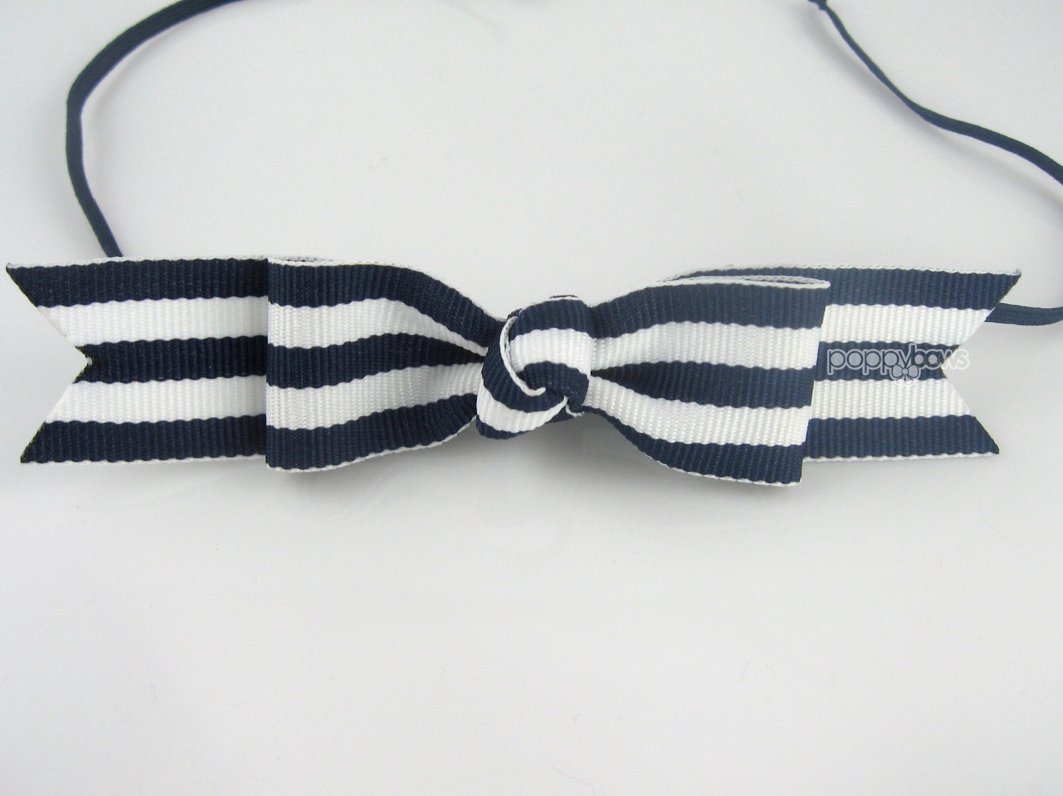 Baby Headband Navy Blue Taffy Striped Headbands Ribbon Bow in