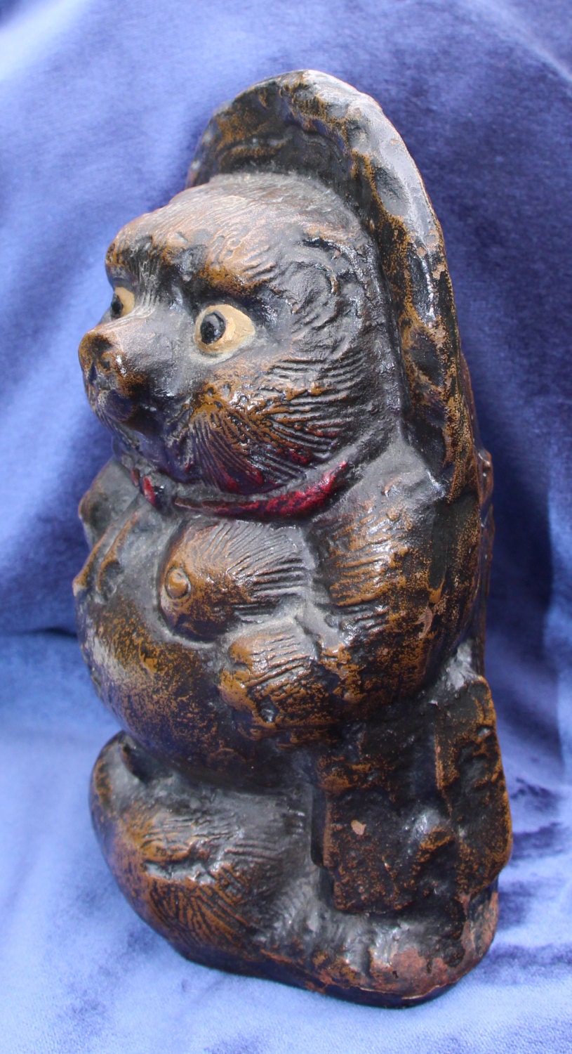 SALE Vintage 1950s Japanese Tanuki Sculpture Cast Iron Good