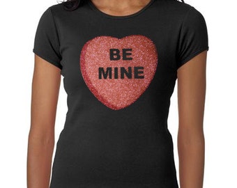 Women's Custom Glitter Bling Conversation Heart shirt