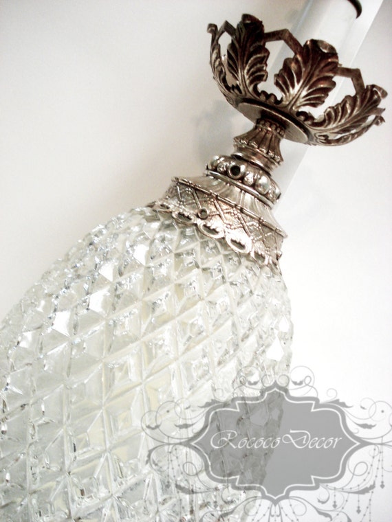 Vintage Hollywood Regency crystal glass table lamp vintage