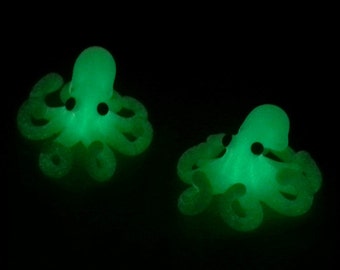 Glow in the Dark Octopus - Tiny Glass Earrings