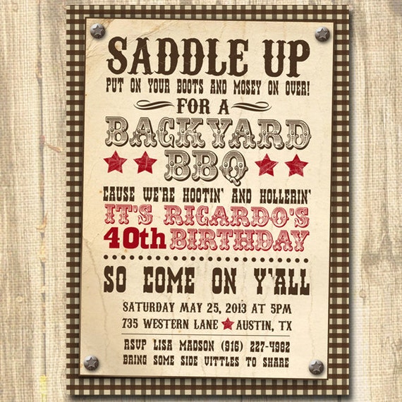 Country Western Birthday Invitations 5