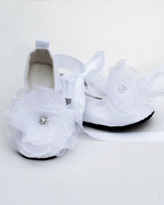 Baby & Toddler Ballet Slippers White Silk with by BabySouls