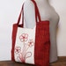 Bohemian shoulderbag Floral motifs Unique Tote Bag Red white Shopping bag