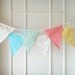 Baby Bunting, Fabric Banners, Pennants, Garlands, Alphabet, Coral, Yellow and Blue Shade - 3 yards (Made to order))