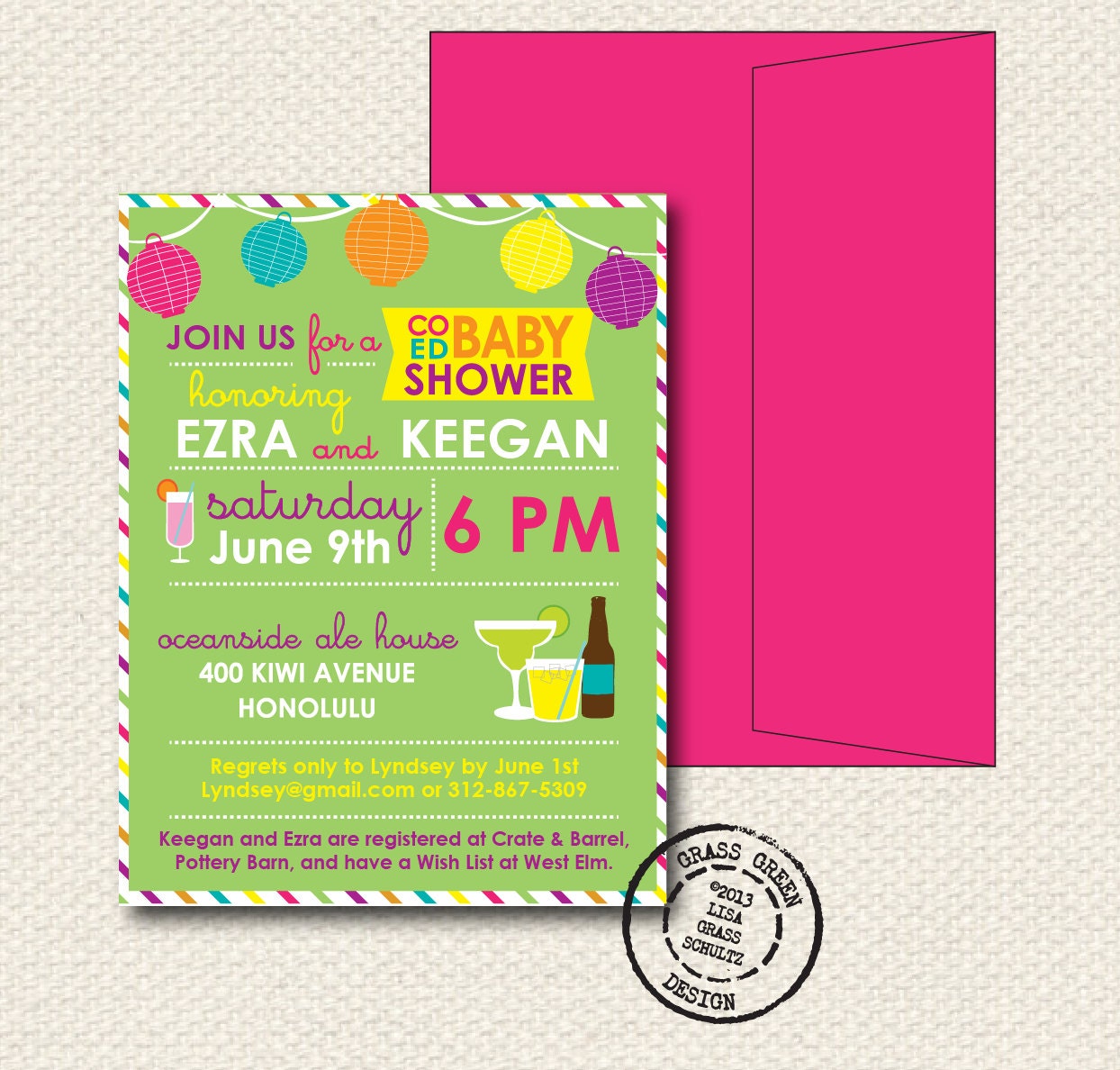 CoEd Baby Shower Invitation 15 Custom Invitations with