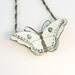 Vintage Butterfly Pendant Necklace Gilt Sterling Silver Guilloché Enamel Norway Style Muted Colors