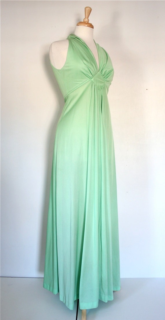 70s Dress / Vintage Polyester Halter Maxi / by DuncanLovesTess