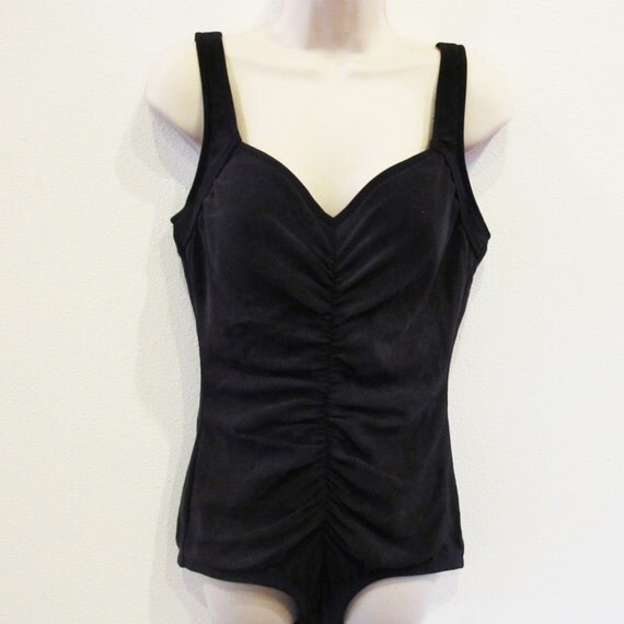 Full Figure Swimsuit / Vintage Black Bathing by StraylightVintage