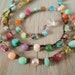 Colorful crochet necklace "RainBow Splash" Multi colored semi precious stone & glass bohemian jewelry, red, aqua, boho chic