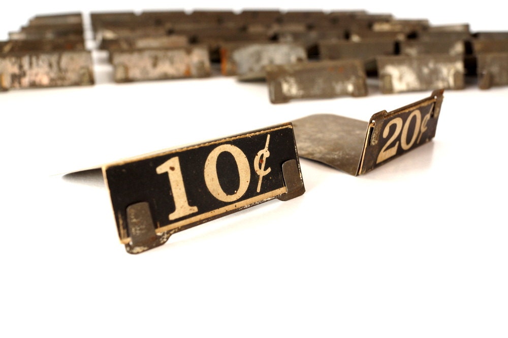 Vintage / Antique Metal Price Tag Holder with Price Tag 1900s