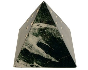 Handmade Ceramic Pot Pourri (Pomander) Holder. Pyramid Marbel and Gray.