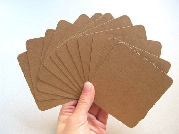 Double sided Blank Square Round Corner Kraft Cards By Rawsupplies