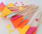 Wedding/party cupcake topper flags - set of 24 little flags - baby blue, yellow, pink and orange Il_170x135