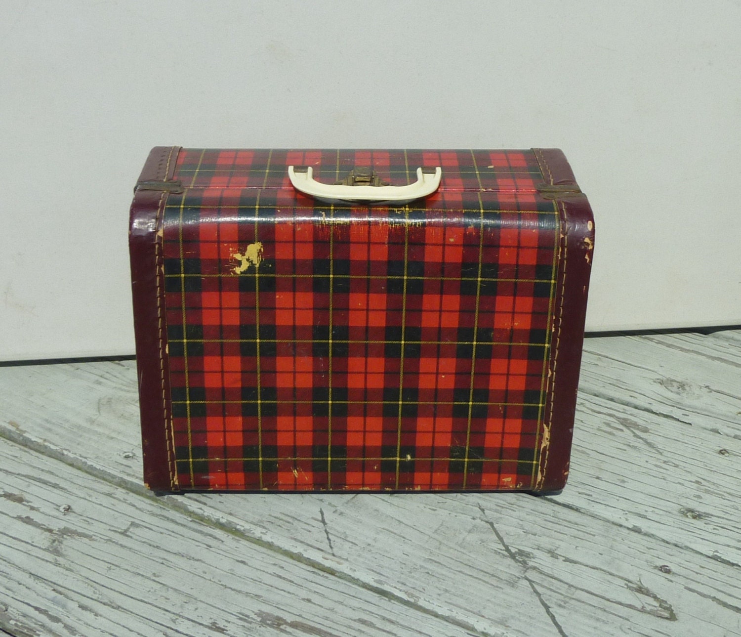 plaid luggage