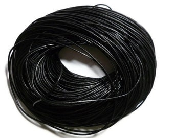 Black Leather Cord - 2mm diameter - You pick length - Round - Unfinished - Bulk - DIY - sold by the meter - 1m 2m 3m 5m 10m 20m