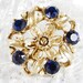 CIJ Sale- Vintage Flower Brooch / Pin, Cobalt Blue Rhinestones, White Pearls, Gold Floral, 1950s 1960s Mad Men, Wedding Bridal Jewelry