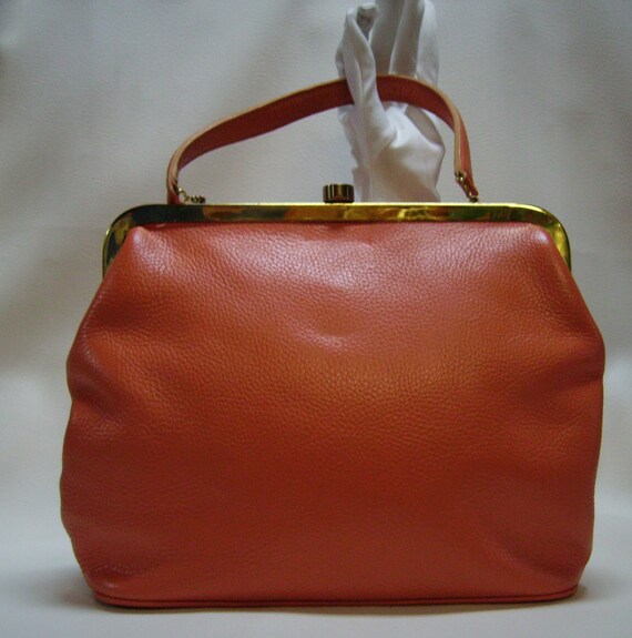 Vintage 60s ROGER VAN S. Papaya Leather Purse