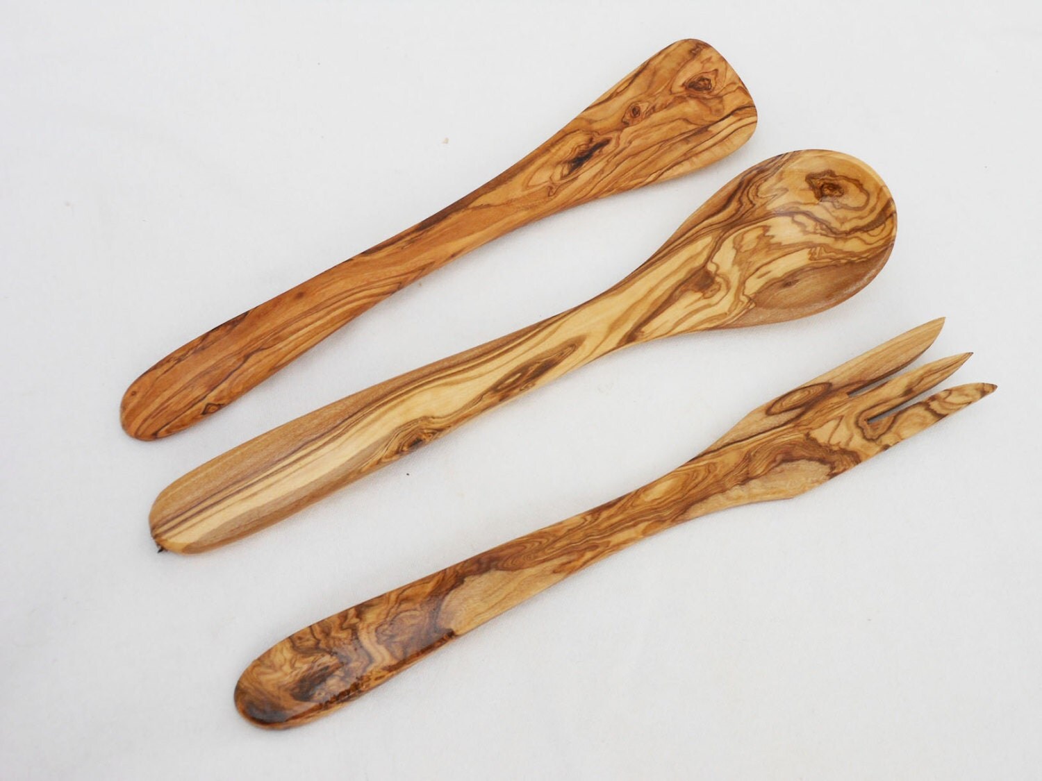 Olive Wood Olive Wood 12 Inch Utensil Set 1spoon 1 fork 1