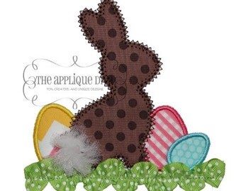 Easter Rabbit in Grass Digital Embroidery Design Machine Applique