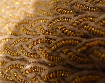 antique lace trim/ 3M/118 inches/jute/metal/1950 made in france