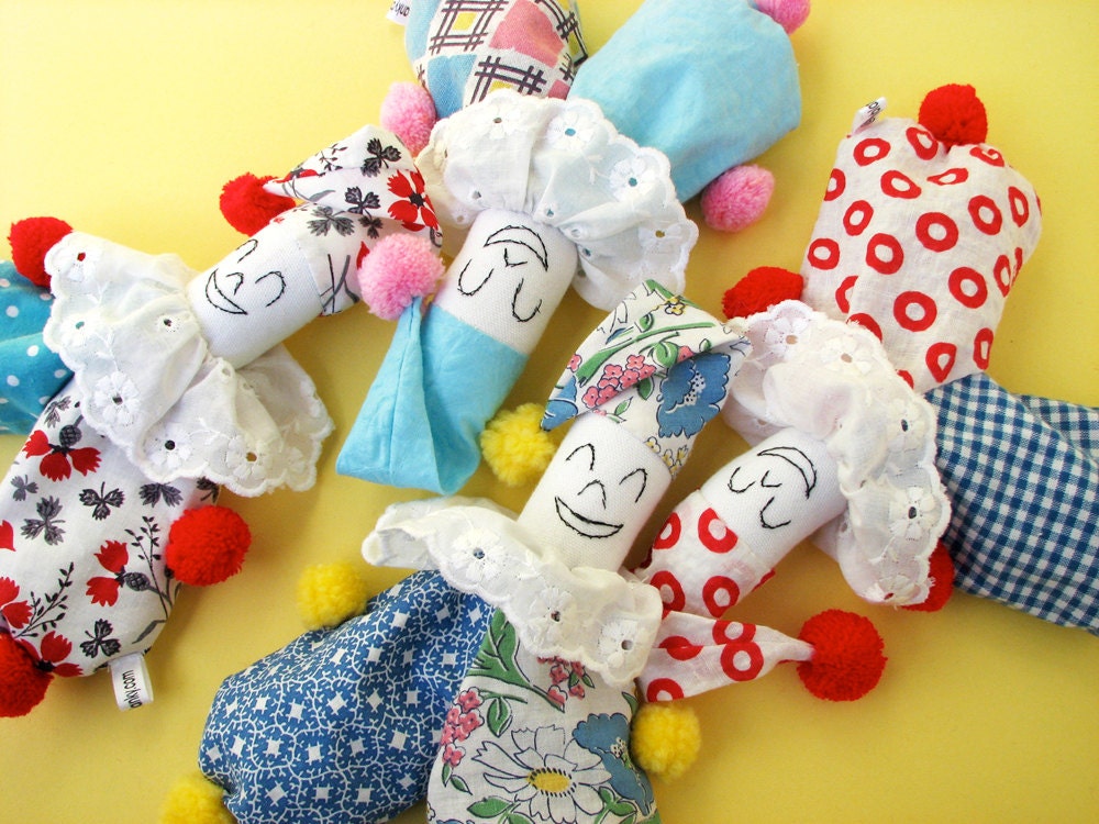 Bean Bag Doll Clown Vintage cottons Clown Doll Beanie Bag