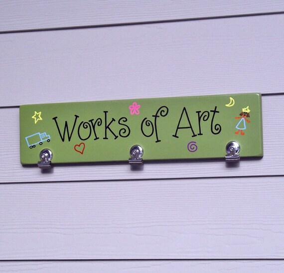 Items similar to Childrens Artwork Hanger, Childrens Artwork Clipboard
