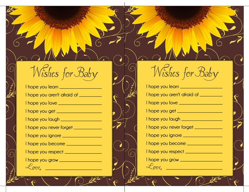 SUNFLOWER BABY SHOWER Printable Party Game or Gift Immediate