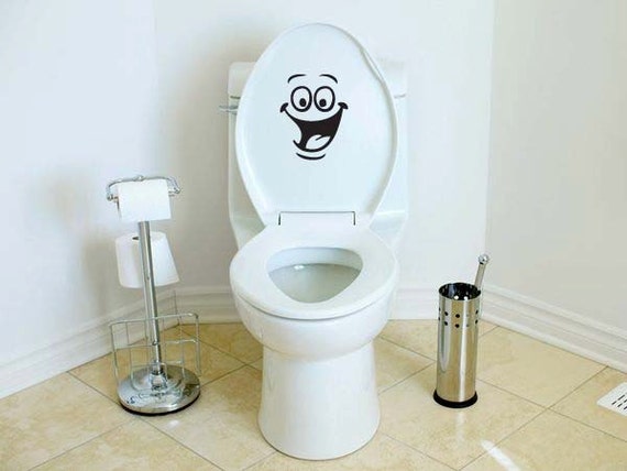 Smiley Face Toilet Decal Wall Mural Art Decor Funny By Gopherkidz