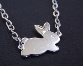 Silver Necklace, Rabbit Necklace, Bunny Necklace, Silver Bunny, Silver Rabbit, Rabbit Pendant, Bunny Pendant, Small Bunny, Animal Jewelry
