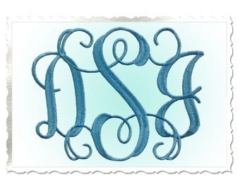 Large Vine Intertwined Monogram Machine Embroidery Font Alphabet - 3 Sizes