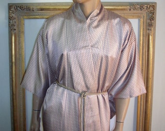 Vintage Eggplant and Cream Long Kimono - Size Large