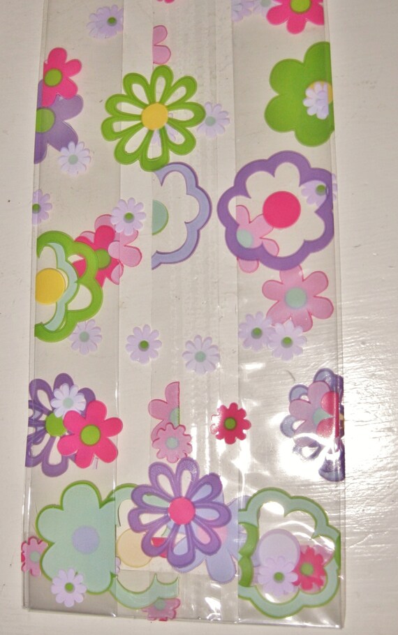 25 Printed FLOWER GROOVE CELLO Bags 31/2 x 2 x