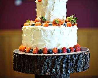 10" Rustic wood cake stand - Wood Tree slice - Rustic Wedding - Home decor - Wedding cake stand - Reclaimed wood