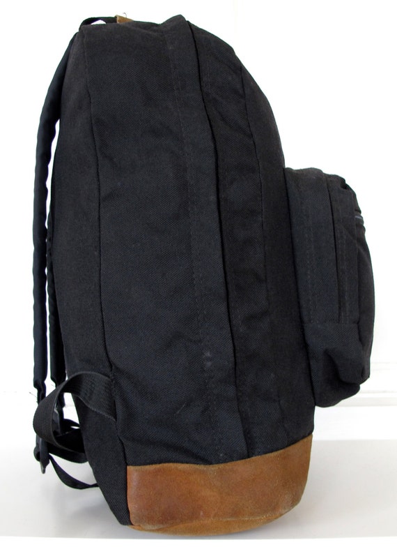 90s Black JANSPORT Backpack with Brown Leather Base
