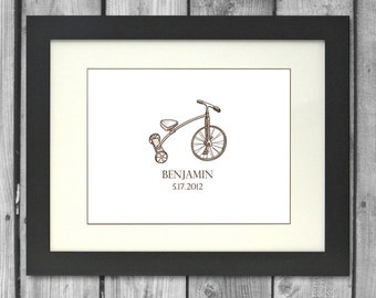 8x10 Tricycle Bicycle Personalized Art Print