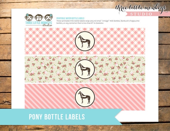 Vintage Pony Party Bottle Labels INSTANT DOWNLOAD Il_570xn