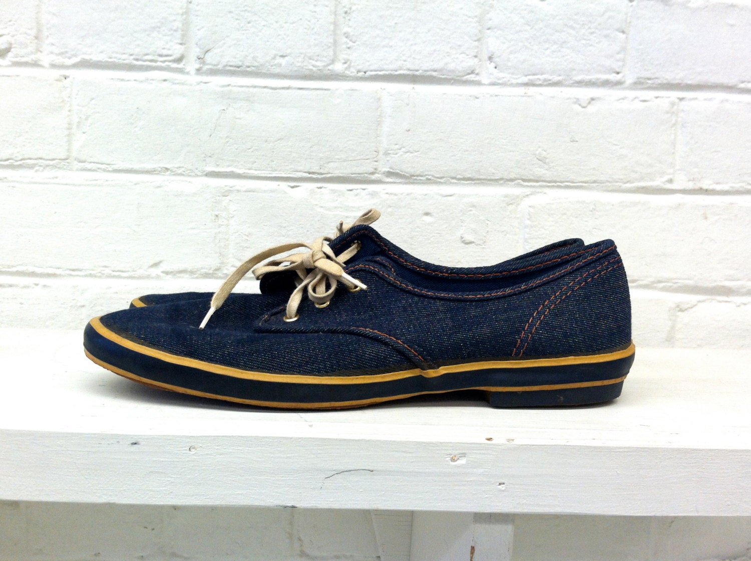 Items similar to Vtg 1960s Keds. Denim and gold Keds Sneakers. 7 1/2 8 ...