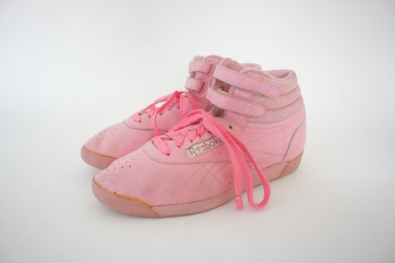 80s Pink Reebok Hi-Top Sneakers Freestyle Womens US size 7