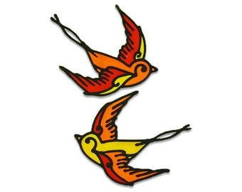 Birds - Stained glass window sticker - home decoration - glueless stickers - suncatcher - handmade sticker design