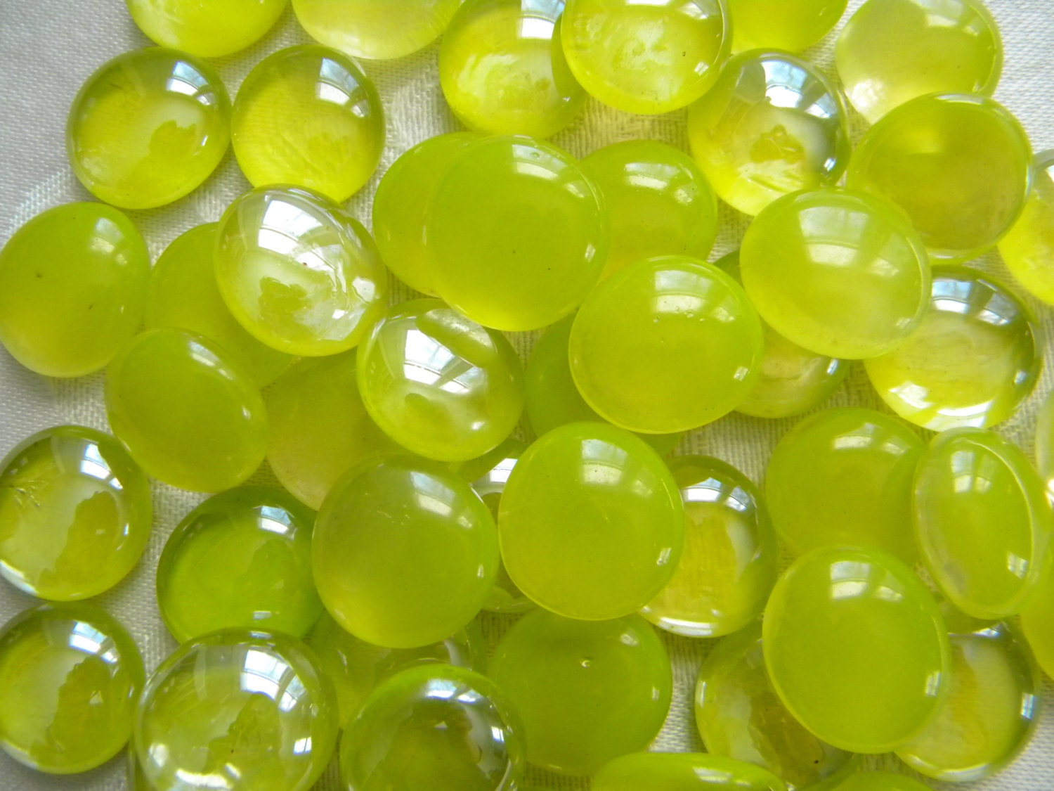 50 Glass Gems Rare LIME GREEN Color