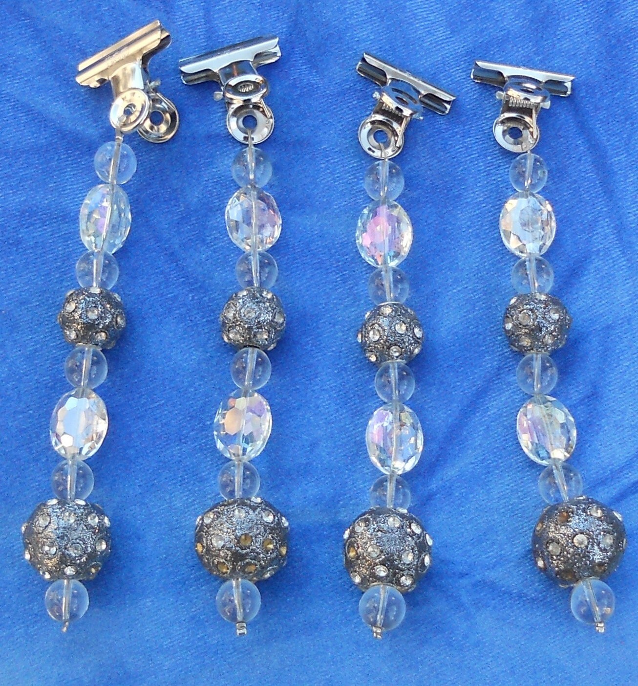 Sparkly Beaded Tablecloth Weights Set of 4 / Party table