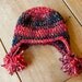 Newborn Boy Red & Black Hat with Earflaps and PomPoms