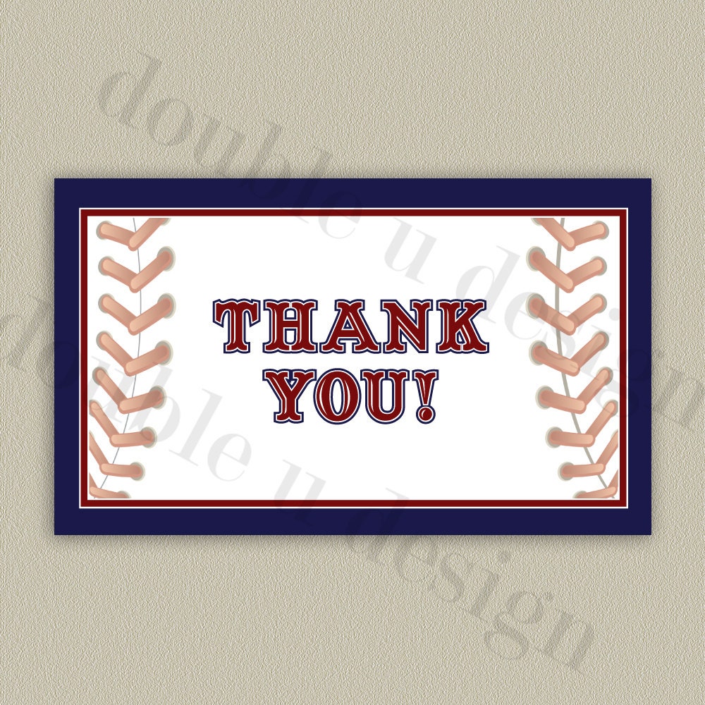 Baseball Thank You Note Printable with Color Options