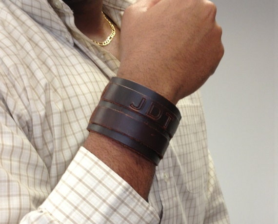 Custom Mens Leather Bracelet Personalized Leather Cuff