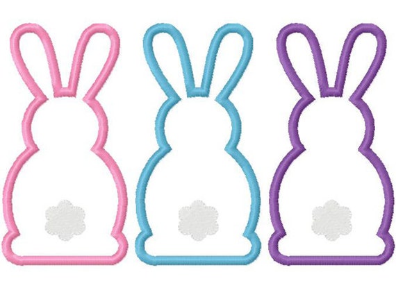 Easter bunny trio embroidery applique by BowsAndClothesDesign
