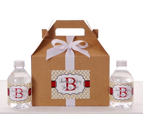 25 Wedding Favor Box / Welcome Box Labels Gable Wedding Box Set with 50 Water Bottle Labels Il_570xn