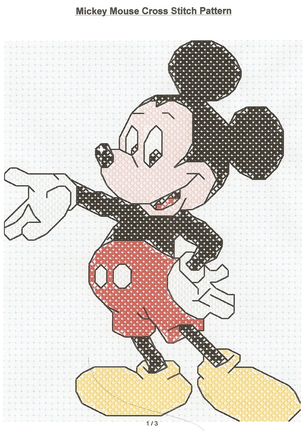 Disneys Mickey Mouse Cross Stitch Pattern