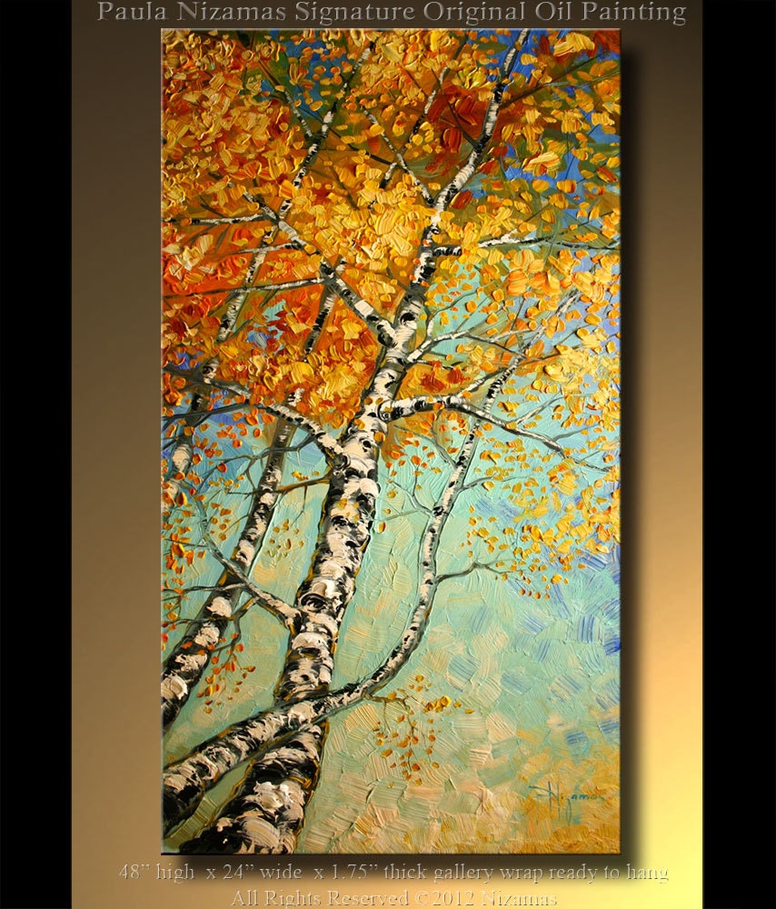 48 ORIGINAL Oil Painting Birch Trees Gallery Quality